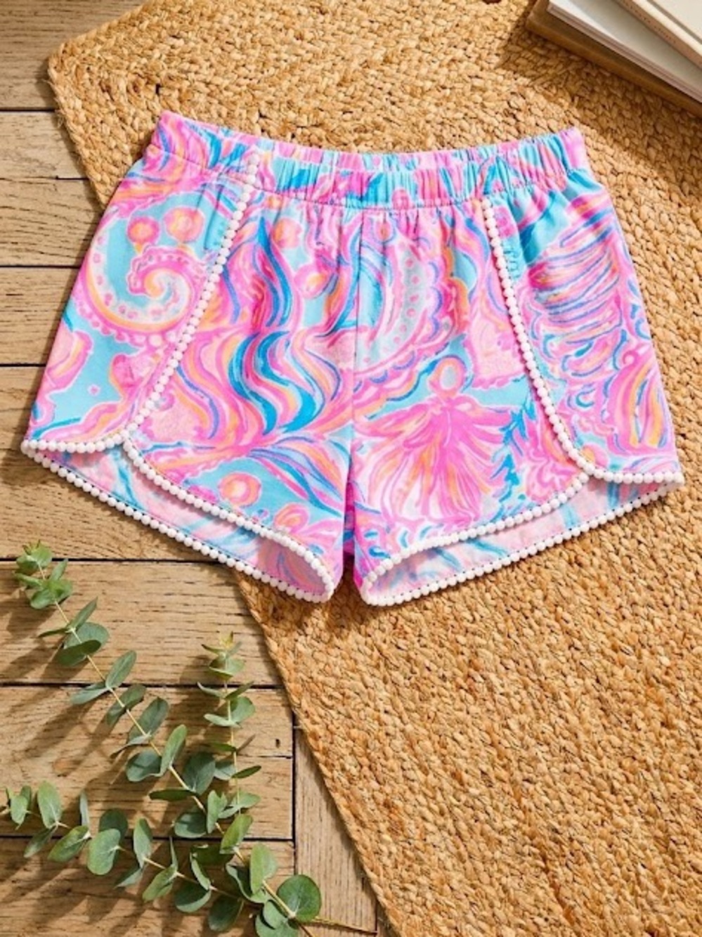 XL Kids Pink & Aqua Patterned Lounge Shorts
